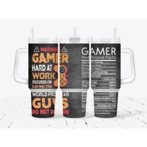 Gamer Custom Stanley Quencher 40oz Stainless Steel Tumbler With Handle
