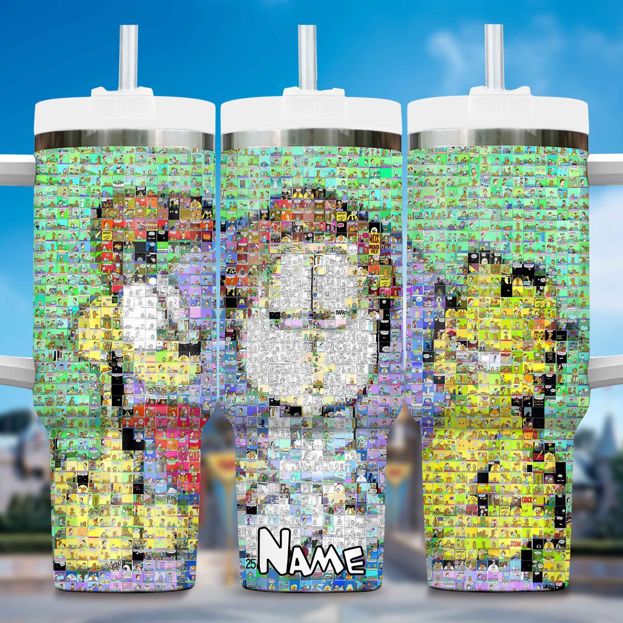 Garfield Cartoon Custom Stanley Quencher 40oz Stainless Steel Tumbler With Handle