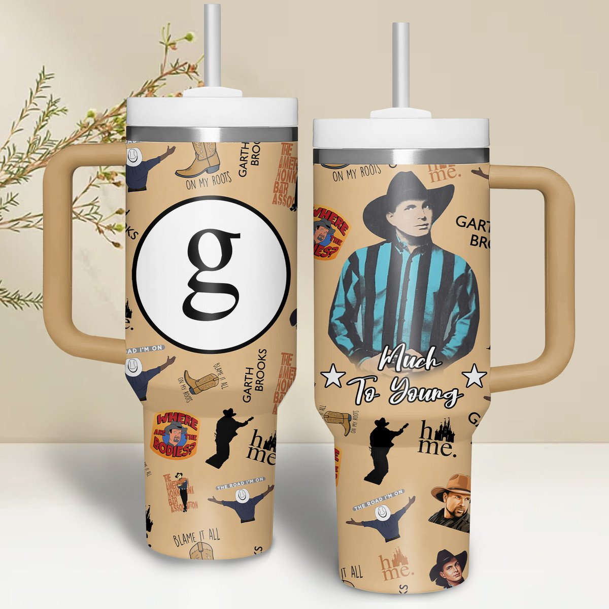 Garth Brooks Music Custom Stanley Quencher 40oz Stainless Steel Tumbler With Handle