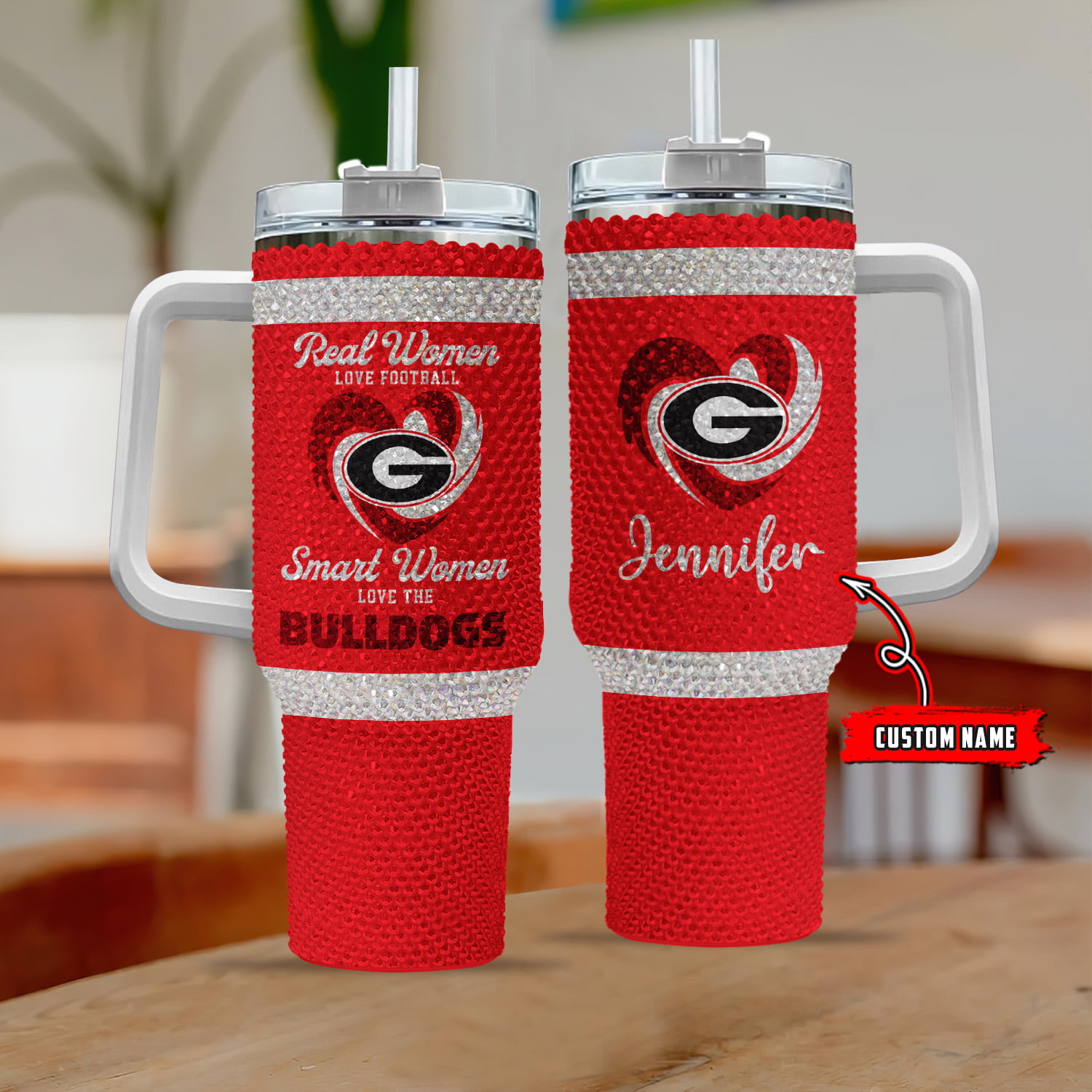 Georgia Bulldogs NCAA Custom Stanley Quencher 40oz Stainless Steel Tumbler With Handle