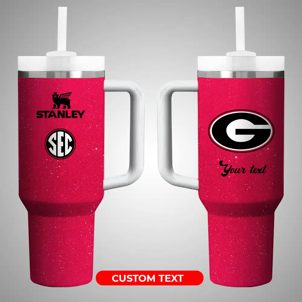 Georgia Bulldogs NCAA Custom Stanley Quencher 40oz Stainless Steel Tumbler With Handle