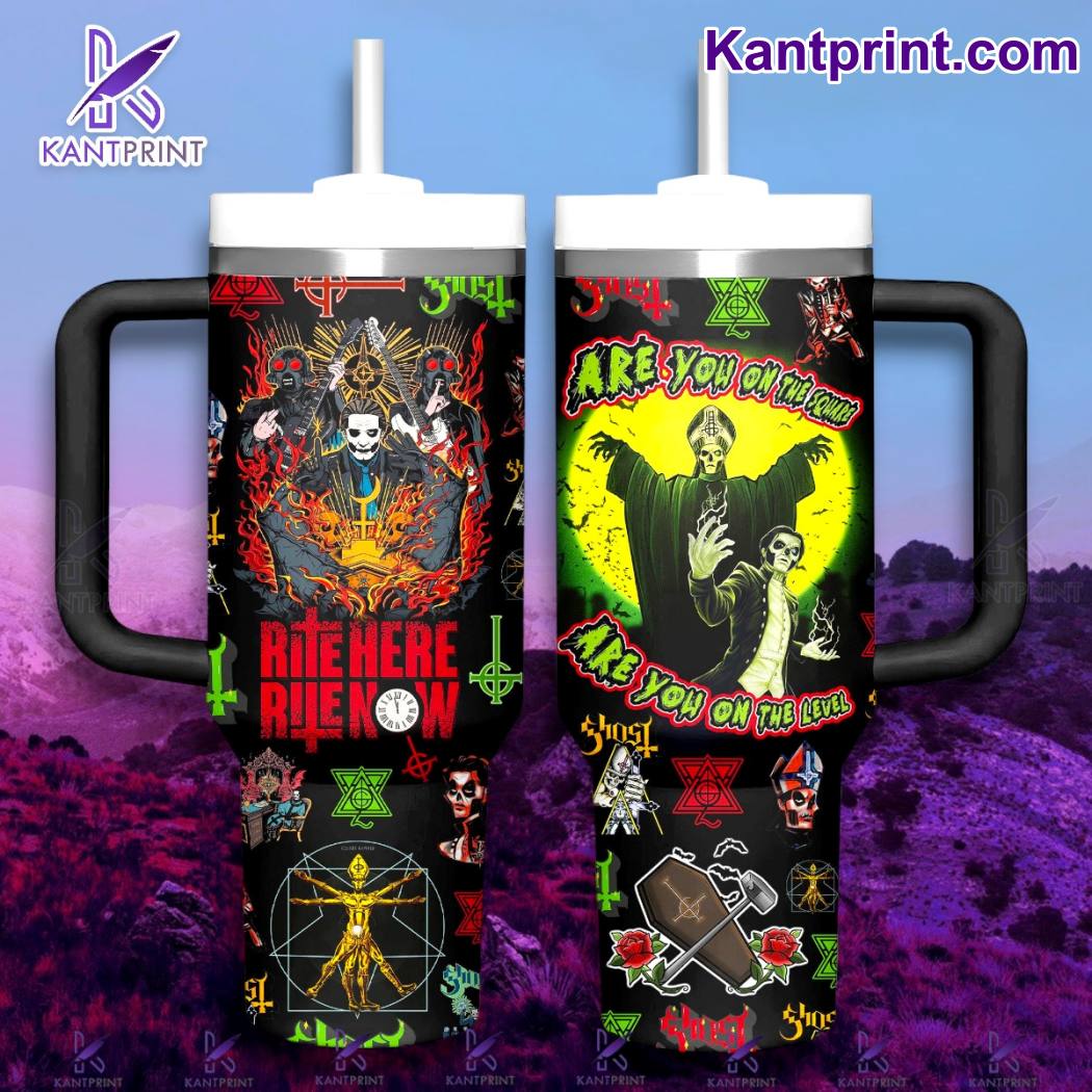 Ghost Are You On The Level Music Custom Stanley Quencher 40oz Stainless Steel Tumbler With Handle