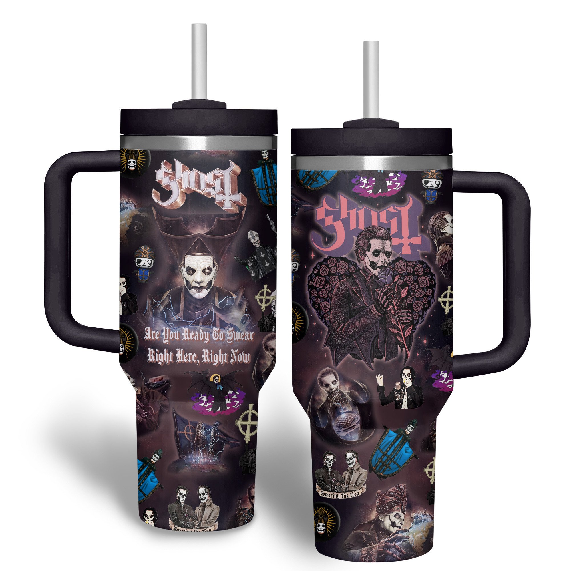 Ghost Music Custom Stanley Quencher 40oz Stainless Steel Tumbler With Handle