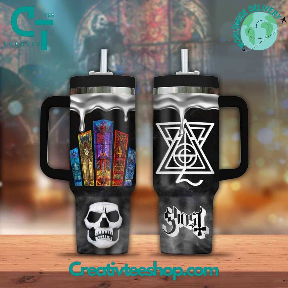Ghost Music Custom Stanley Quencher 40oz Stainless Steel Tumbler With Handle