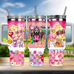 Ghostface Scream Custom Stanley Quencher 40oz Stainless Steel Tumbler With Handle