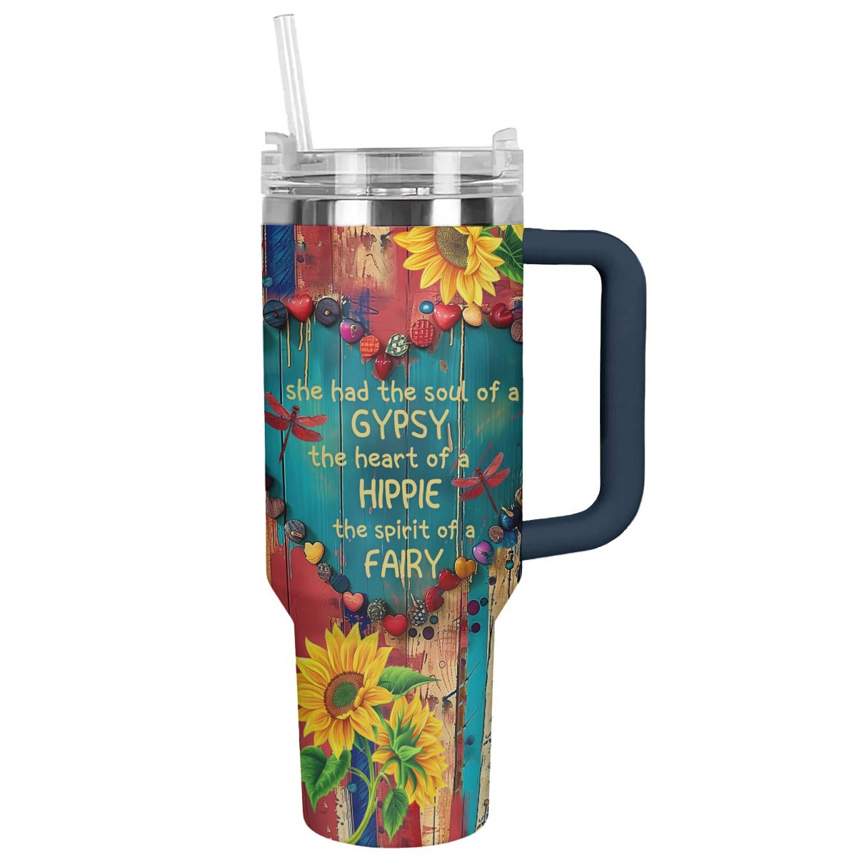 Girl Lovely Flower Custom Stanley Quencher 40oz Stainless Steel Tumbler With Handle