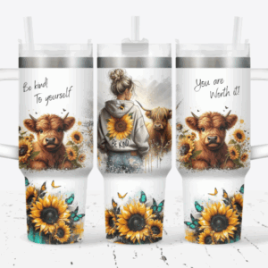 Girl Sunflower Custom Stanley Quencher 40oz Stainless Steel Tumbler With Handle
