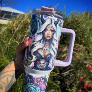 Girl Tattoo Custom Stanley Quencher 40oz Stainless Steel Tumbler With Handle