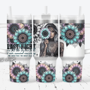 Girl Tattoo Flower Custom Stanley Quencher 40oz Stainless Steel Tumbler With Handle
