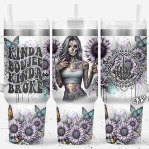 Girl Tattoo Flower Custom Stanley Quencher 40oz Stainless Steel Tumbler With Handle