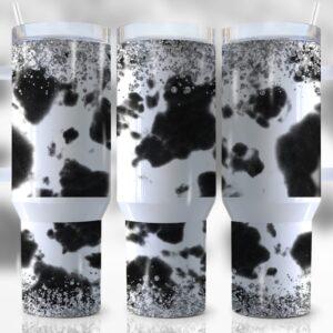 Glitter Cowhide Custom Stanley Quencher 40oz Stainless Steel Tumbler With Handle