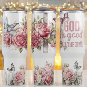 God Is Good Flower Custom Stanley Quencher 40oz Stainless Steel Tumbler With Handle