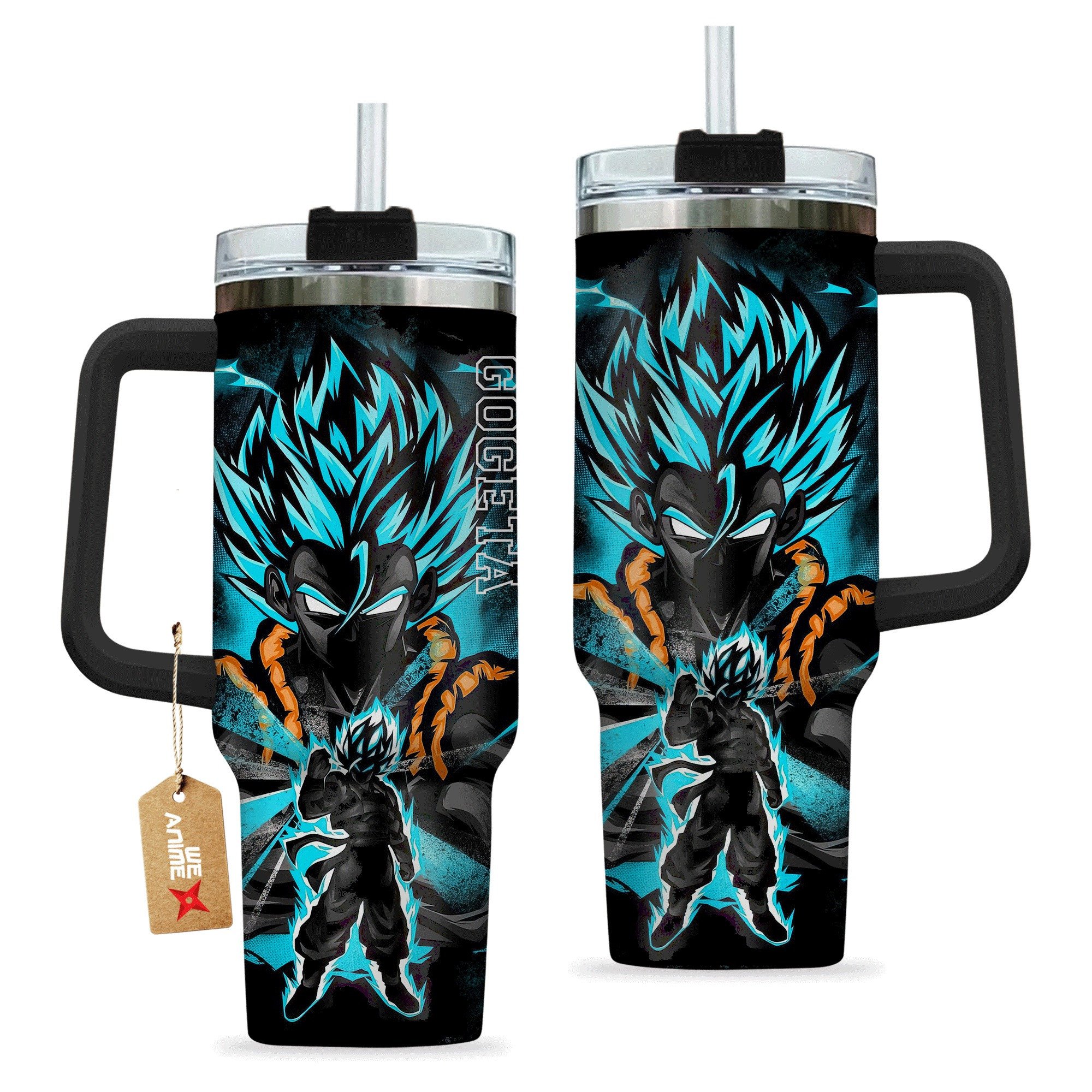 Gogeta Dragon Ball Anime Custom Stanley Quencher 40oz Stainless Steel Tumbler With Handle