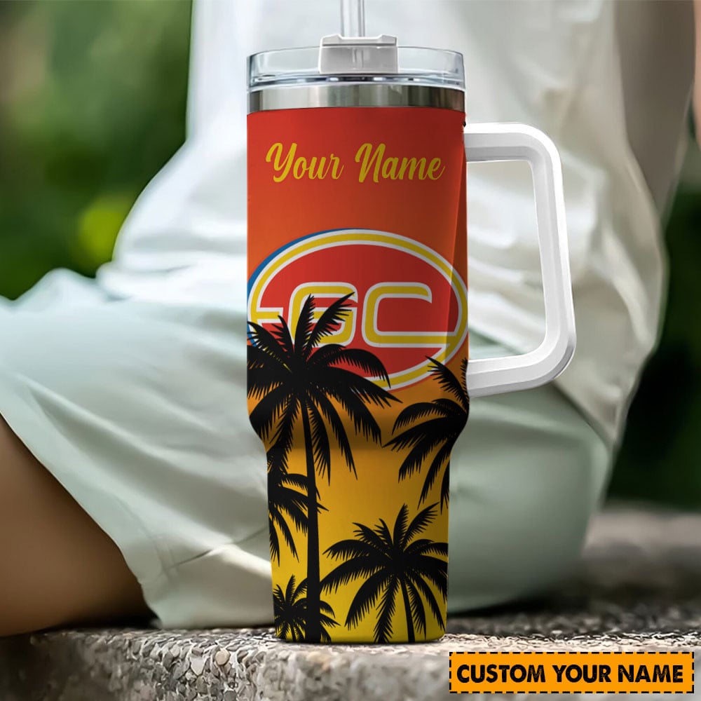 Gold Coast Suns AFL Custom Stanley Quencher 40oz Stainless Steel Tumbler With Handle