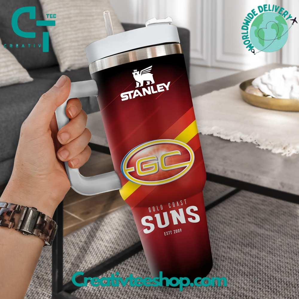 Gold Coast Suns AFL Custom Stanley Quencher 40oz Stainless Steel Tumbler With Handle