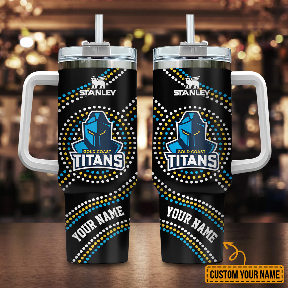 Gold Coast Titans NRL Custom Stanley Quencher 40oz Stainless Steel Tumbler With Handle