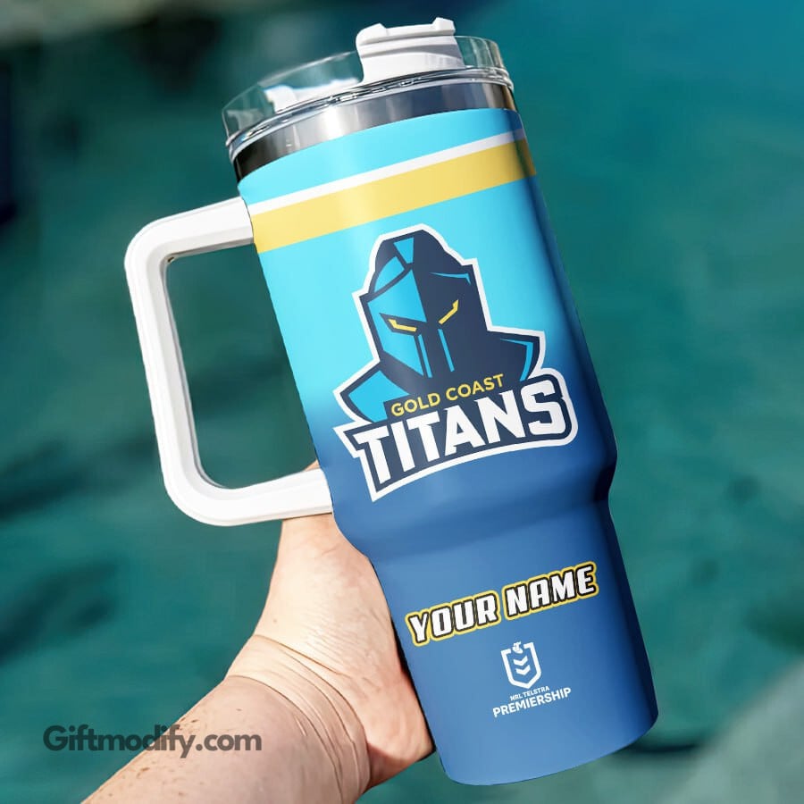 Gold Coast Titans NRL Custom Stanley Quencher 40oz Stainless Steel Tumbler With Handle
