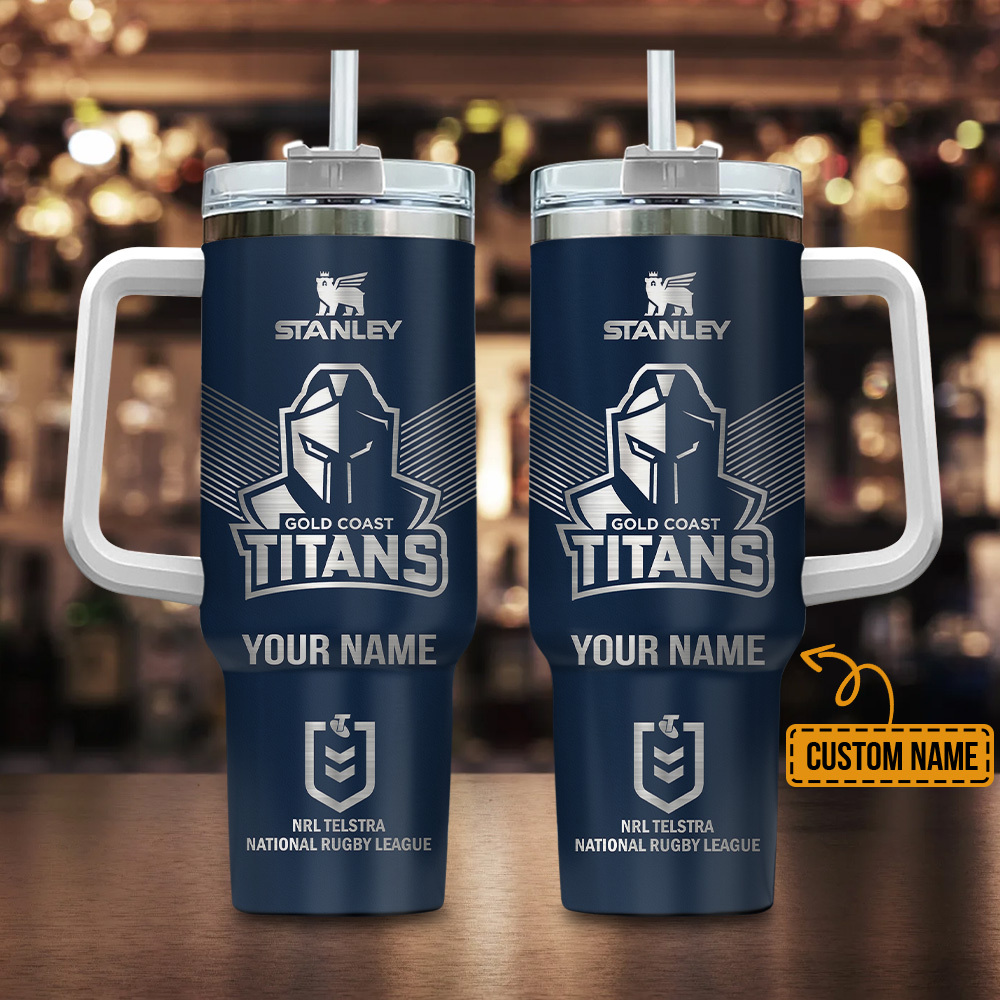 Gold Coast Titans NRL Custom Stanley Quencher 40oz Stainless Steel Tumbler With Handle