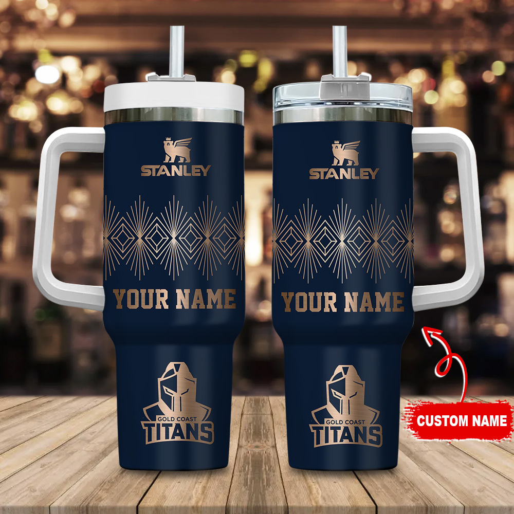 Gold Coast Titans NRL Custom Stanley Quencher 40oz Stainless Steel Tumbler With Handle