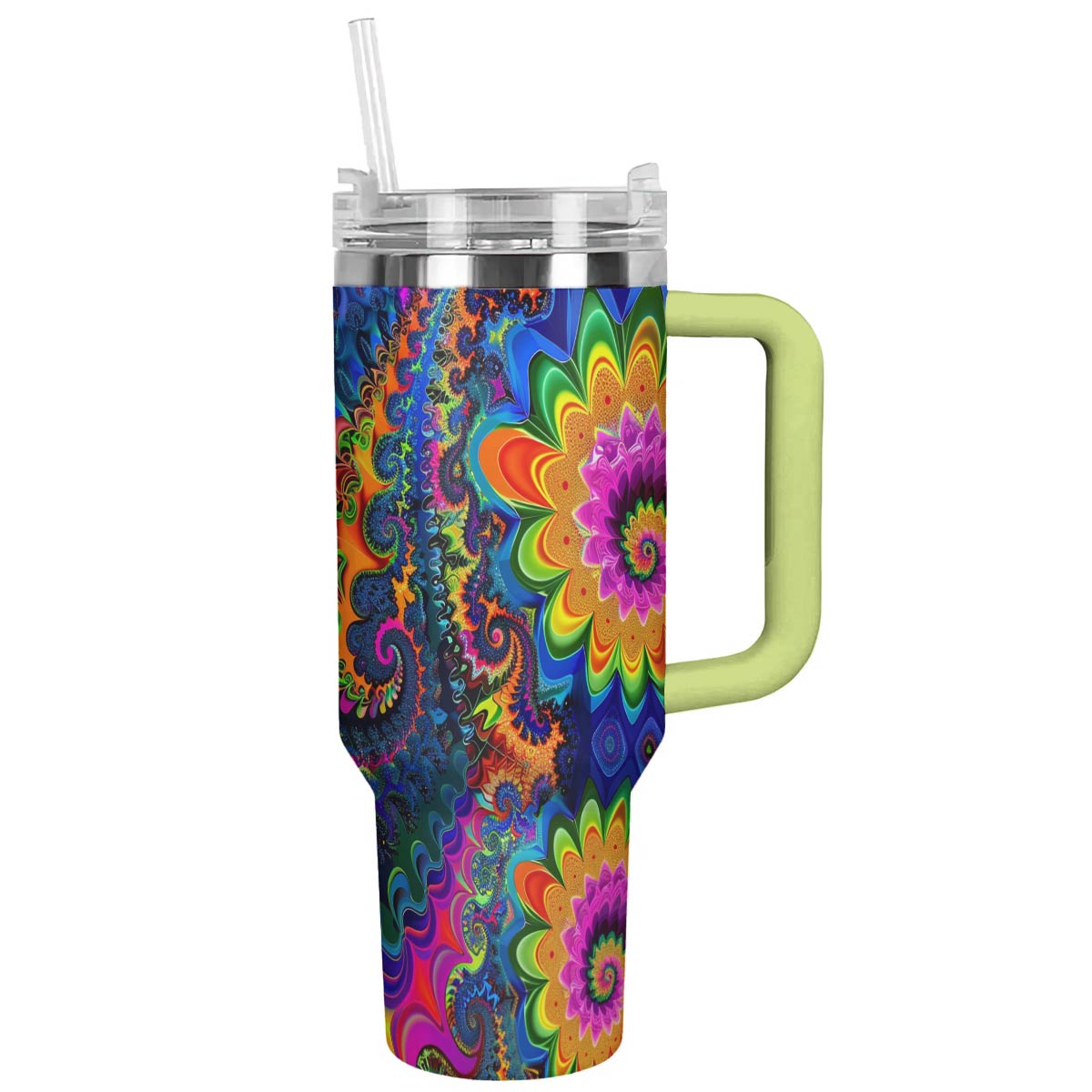 Gorgeous Spiral Flower Custom Stanley Quencher 40oz Stainless Steel Tumbler With Handle