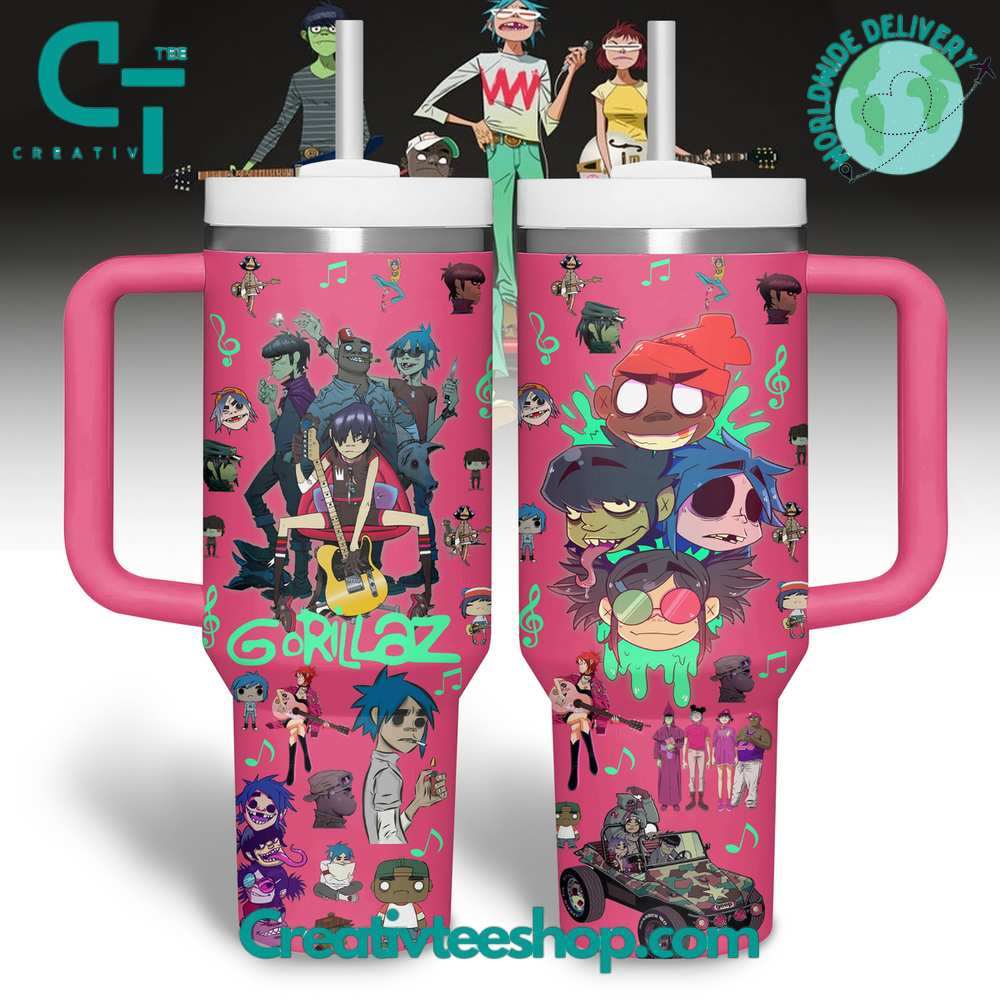 Gorillaz Music Custom Stanley Quencher 40oz Stainless Steel Tumbler With Handle