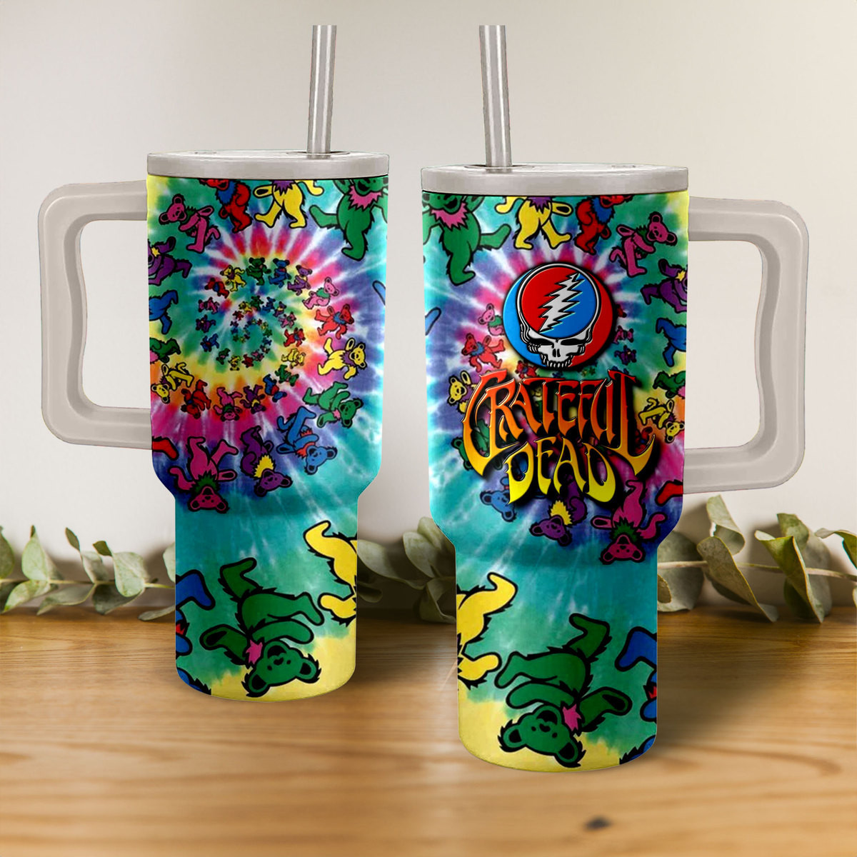 Grateful Dead Band Music Custom Stanley Quencher 40oz Stainless Steel Tumbler With Handle