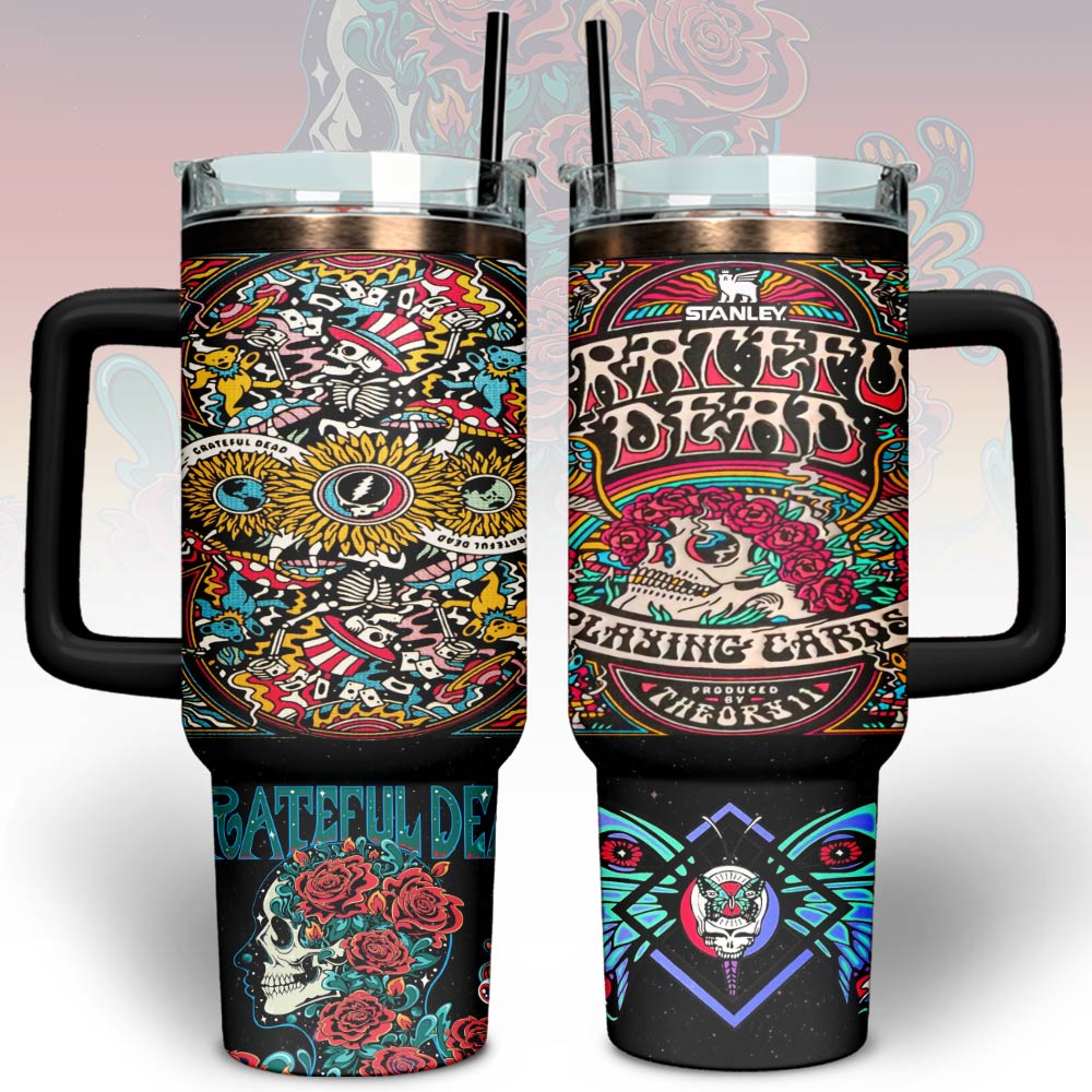 Grateful Dead Custom Stanley Quencher 40oz Stainless Steel Tumbler With Handle