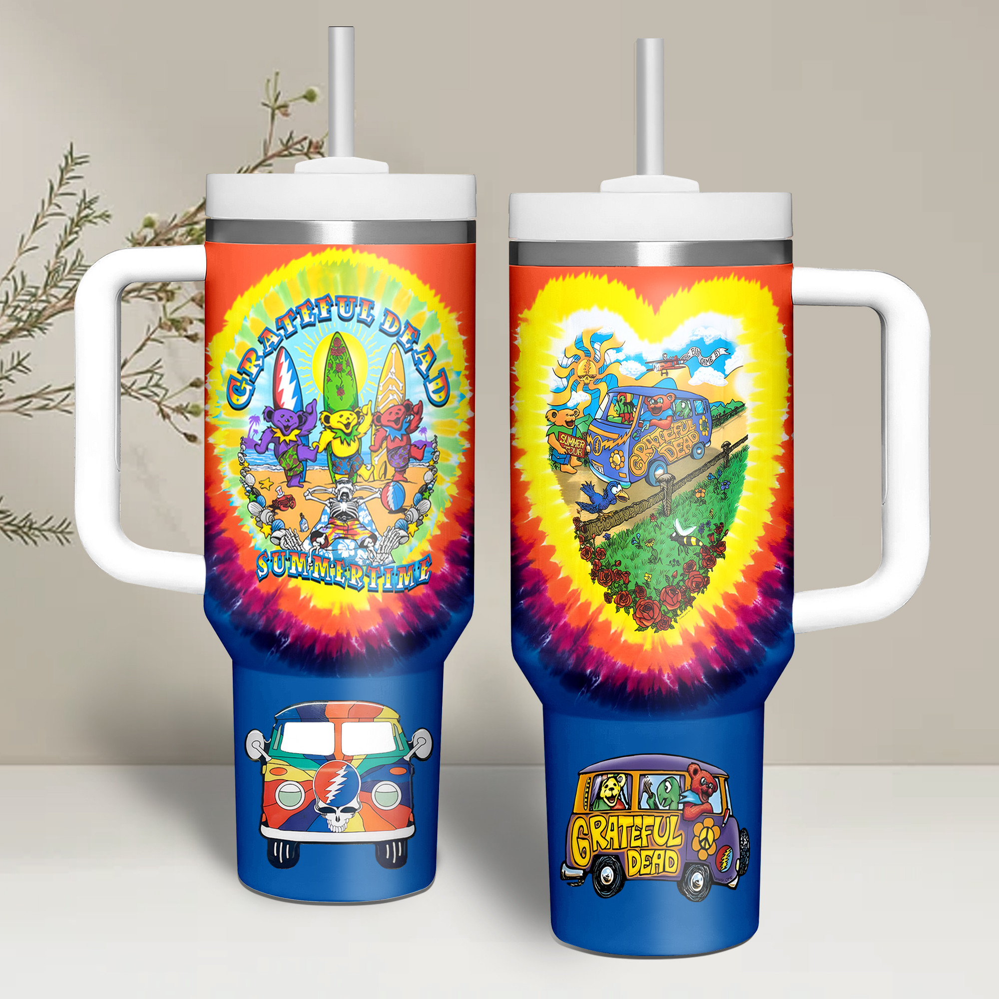 Grateful Dead Music Custom Stanley Quencher 40oz Stainless Steel Tumbler With Handle