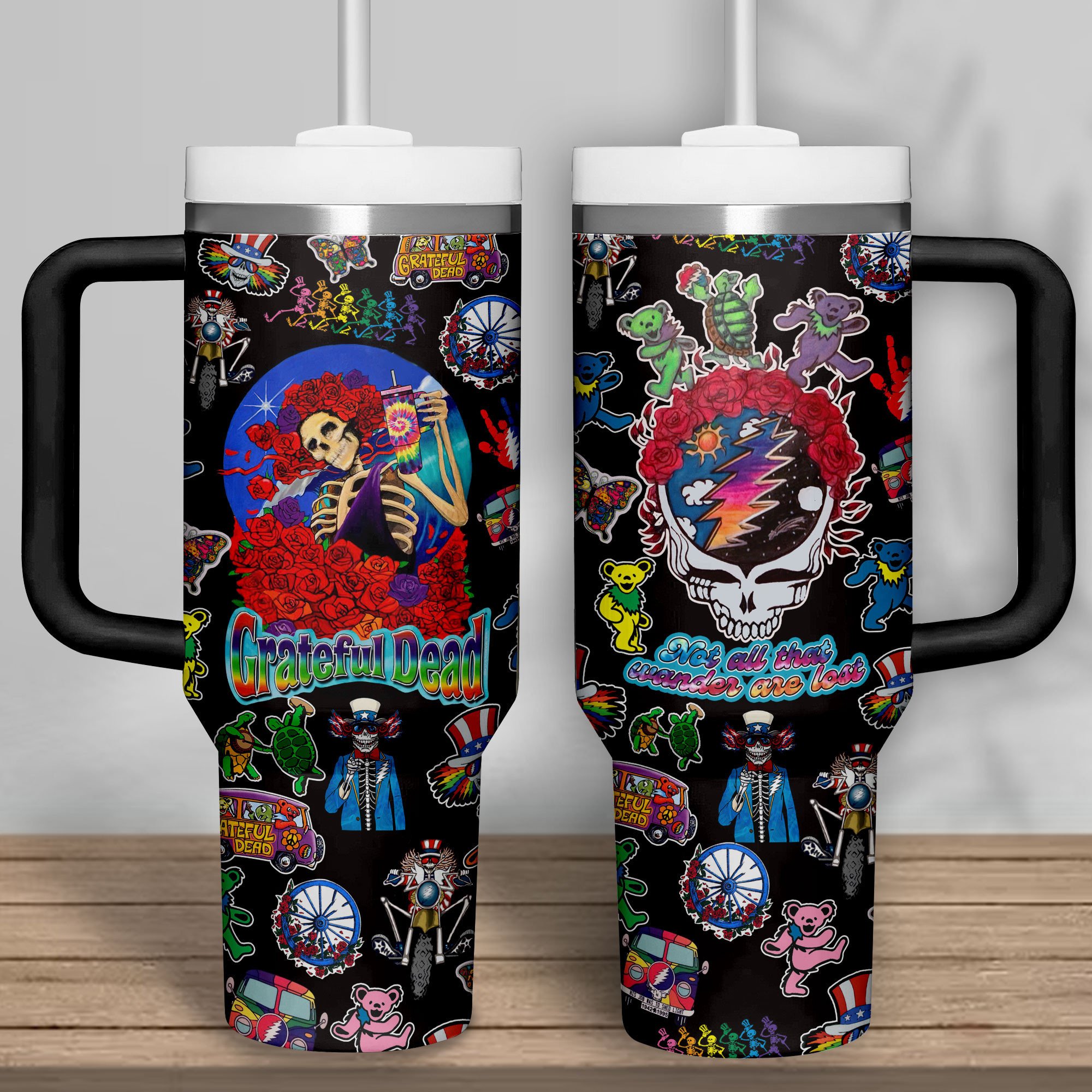 Grateful Dead Music Custom Stanley Quencher 40oz Stainless Steel Tumbler With Handle