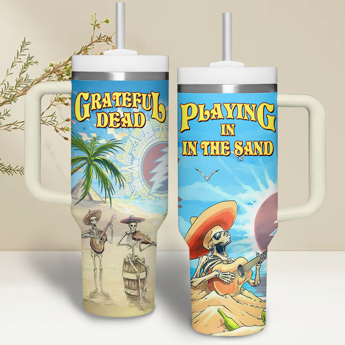 Grateful Dead Music Custom Stanley Quencher 40oz Stainless Steel Tumbler With Handle