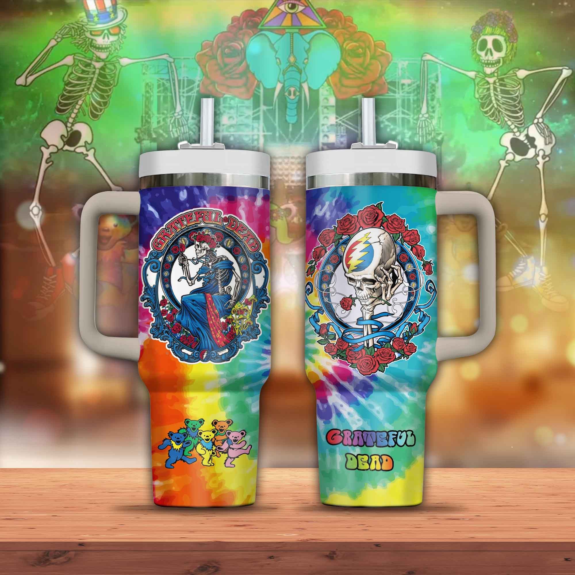 Grateful Dead Music Custom Stanley Quencher 40oz Stainless Steel Tumbler With Handle
