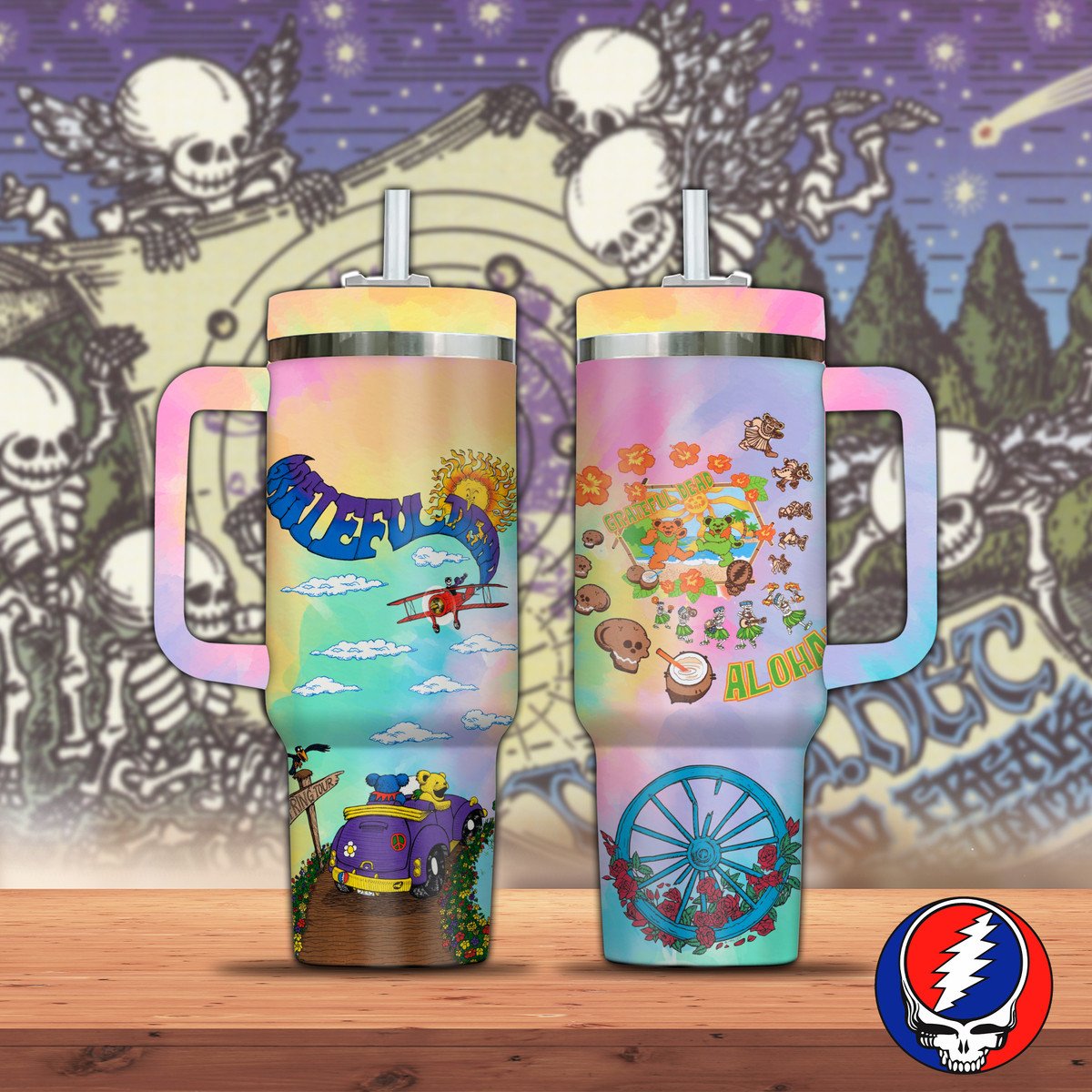 Grateful Dead Music Custom Stanley Quencher 40oz Stainless Steel Tumbler With Handle