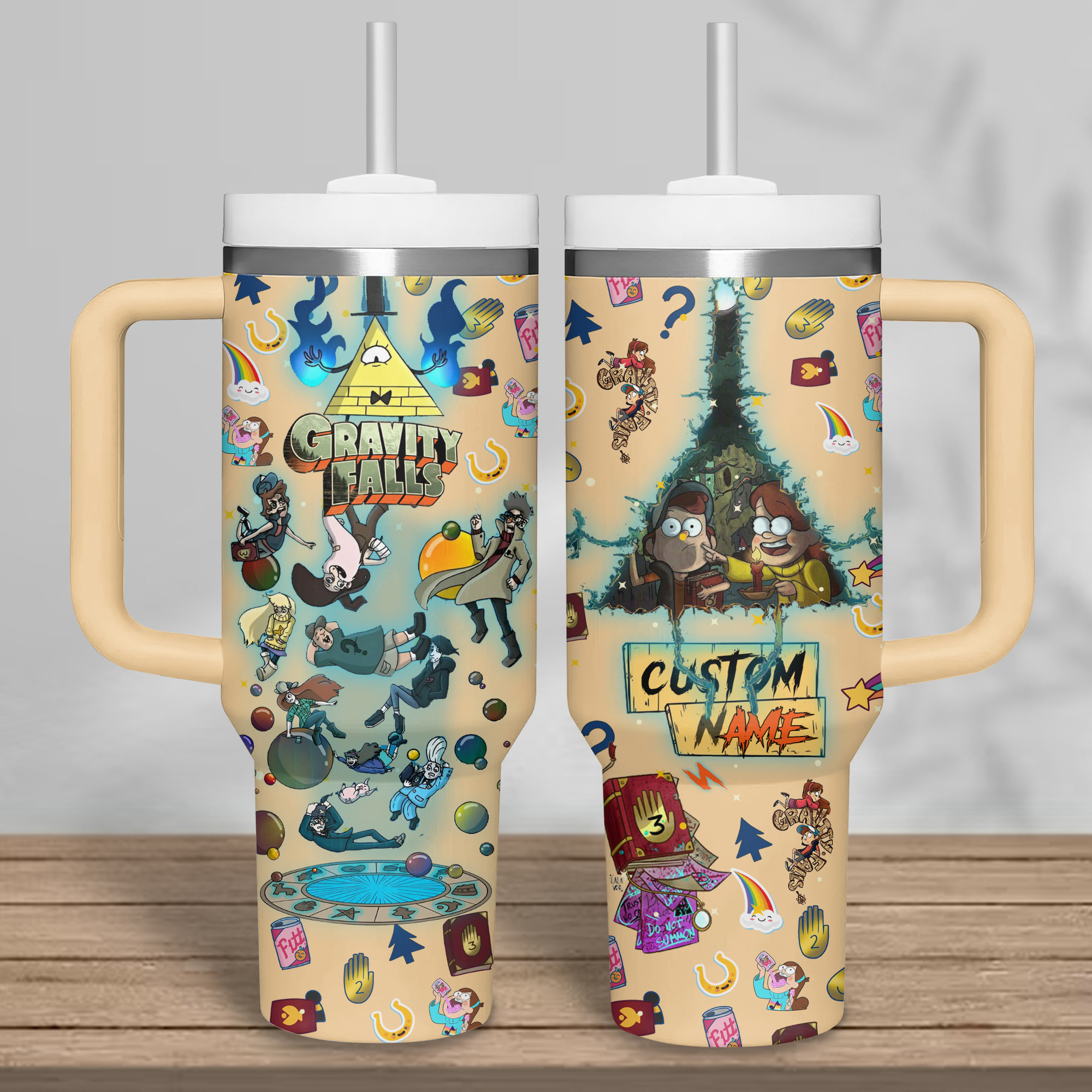 Gravity Falls TV Series Custom Stanley Quencher 40oz Stainless Steel Tumbler With Handle