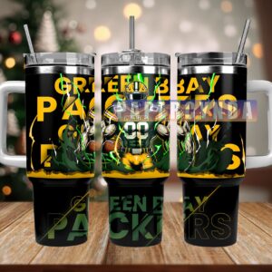 Green Bay Packers Custom Stanley Quencher 40oz Stainless Steel Tumbler With Handle