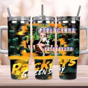 Green Bay Packers Custom Stanley Quencher 40oz Stainless Steel Tumbler With Handle