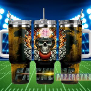 Green Bay Packers Custom Stanley Quencher 40oz Stainless Steel Tumbler With Handle