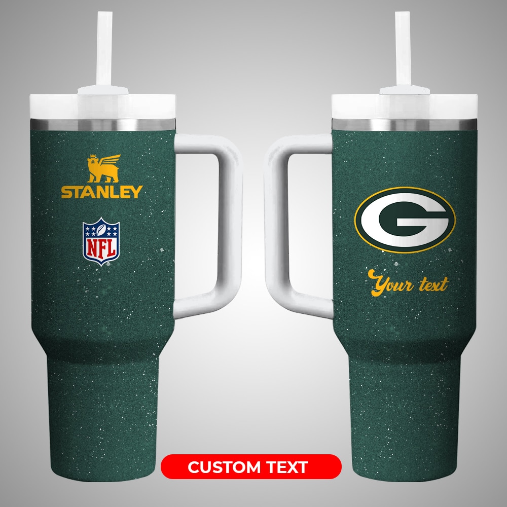 Green Bay Packers NFL Custom Stanley Quencher 40oz Stainless Steel Tumbler With Handle
