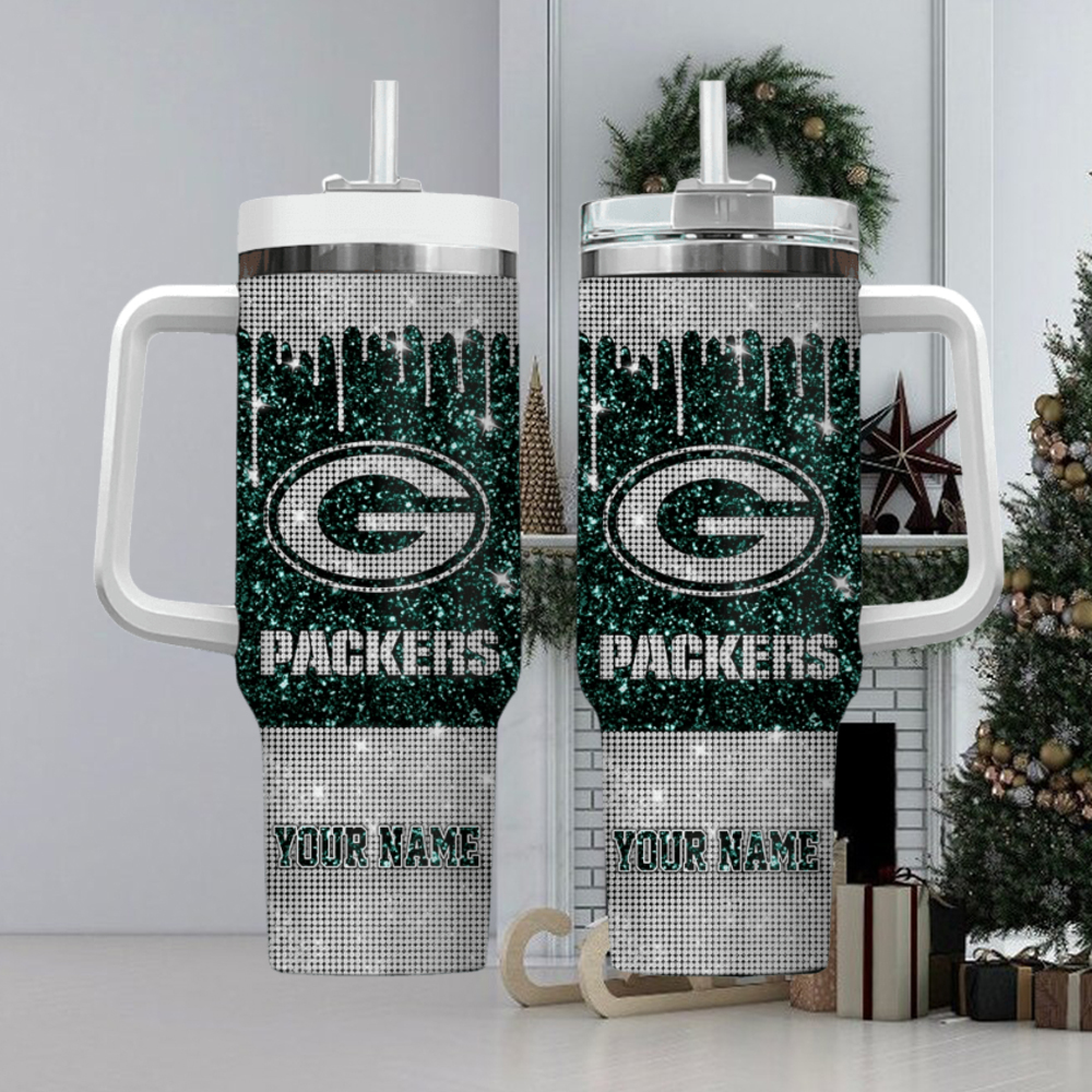 Green Bay Packers NFL Custom Stanley Quencher 40oz Stainless Steel Tumbler With Handle