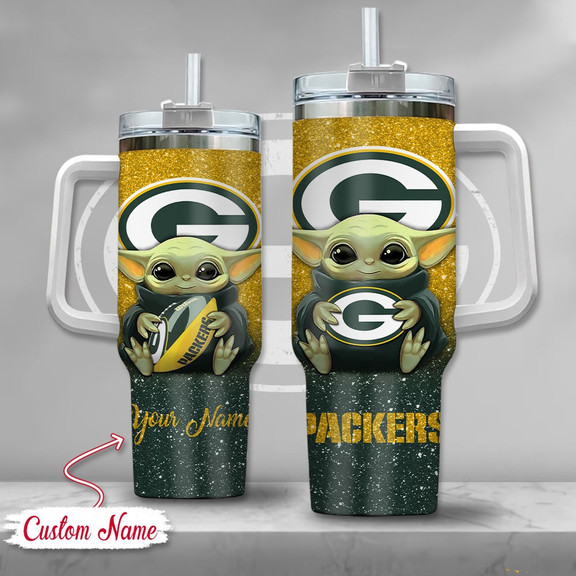 Green Bay Packers NFL Custom Stanley Quencher 40oz Stainless Steel Tumbler With Handle