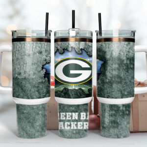 Green Bay Packers NFL Custom Stanley Quencher 40oz Stainless Steel Tumbler With Handle