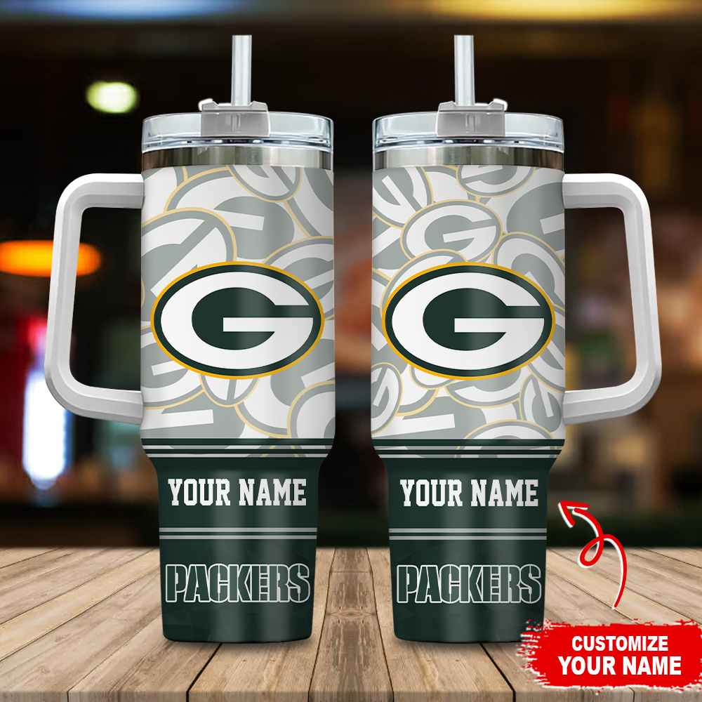 Green Bay Packers NFL Custom Stanley Quencher 40oz Stainless Steel Tumbler With Handle