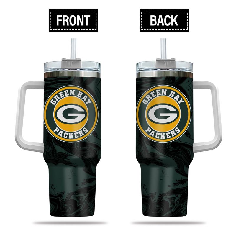 Green Bay Packers NFL Custom Stanley Quencher 40oz Stainless Steel Tumbler With Handle