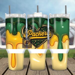 Green Bay Packers NFL Custom Stanley Quencher 40oz Stainless Steel Tumbler With Handle