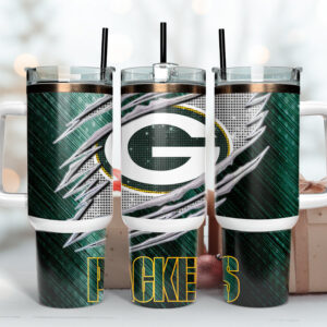 Green Bay Packers NFL Custom Stanley Quencher 40oz Stainless Steel Tumbler With Handle