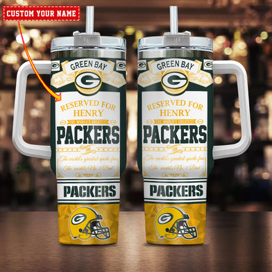 Green Bay Packers NFL Custom Stanley Quencher 40oz Stainless Steel Tumbler With Handle