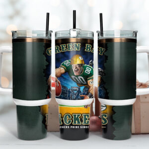 Green Bay Packers NFL Mascot Custom Stanley Quencher 40oz Stainless Steel Tumbler With Handle