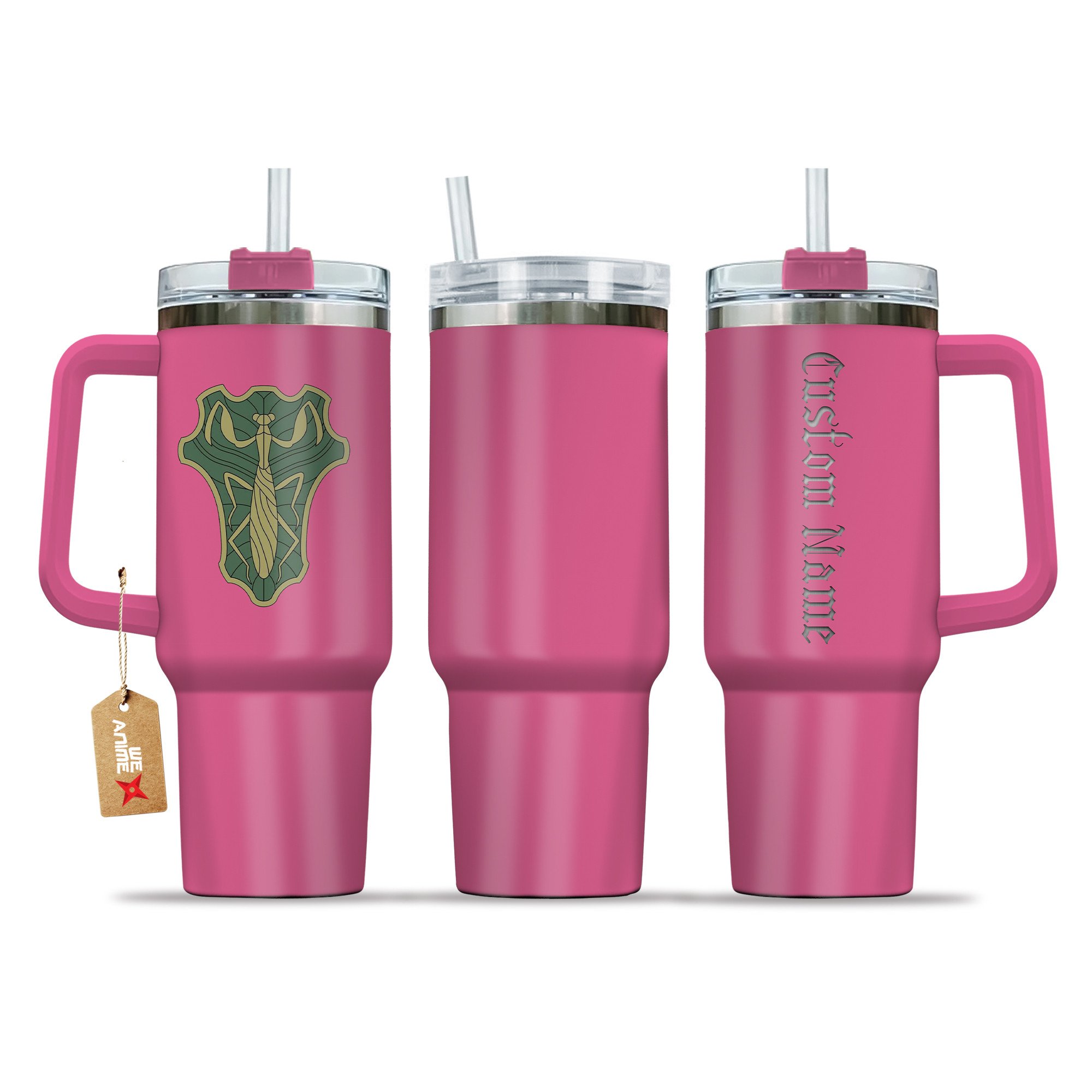 Green Mantis Symbol Black Clover Anime Custom Stanley Quencher 40oz Stainless Steel Tumbler With Handle