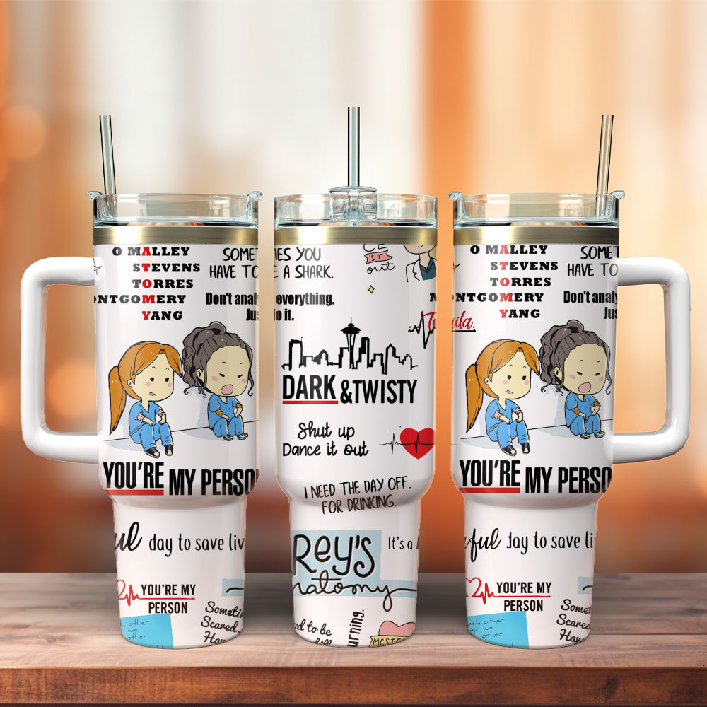 Grey's Anatomy TV Series Custom Stanley Quencher 40oz Stainless Steel Tumbler With Handle