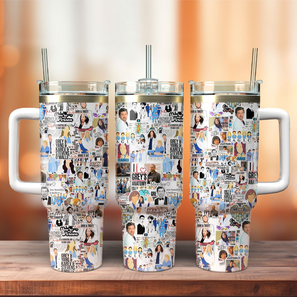 Greyâ€™s Anatomy TV Series Custom Stanley Quencher 40oz Stainless Steel Tumbler With Handle