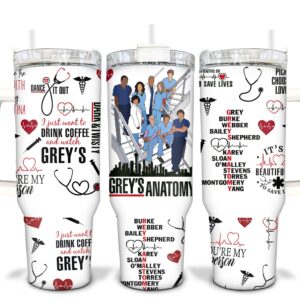 Grey's Anatomy TV Series Custom Stanley Quencher 40oz Stainless Steel Tumbler With Handle